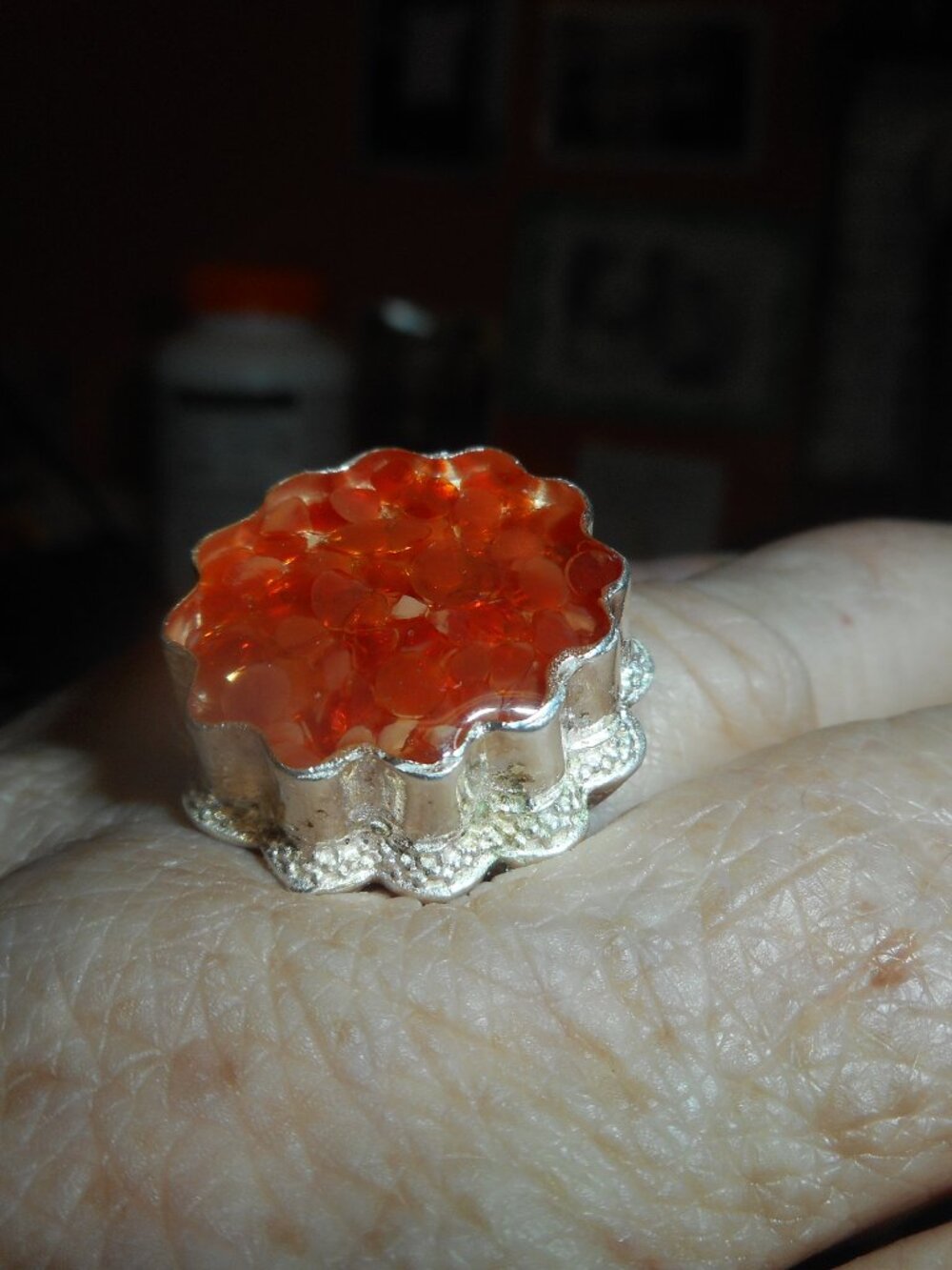 i WOULD SAY KIDS RING - Women Jewelry, ORANGE AND SILVER, SZ 8 3/4 - 9